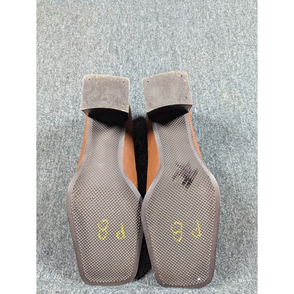 Harve Benard Oliver Tan Leather Square Toe Block Heel Loafers Womens 6M - Picture 6 of 8